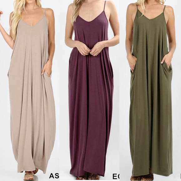 Harem Maxi Dress Pockets - Mocha - Picture 8 of 8